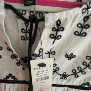 TALBOT’S white linen with black embroidery. NWT Never worn
